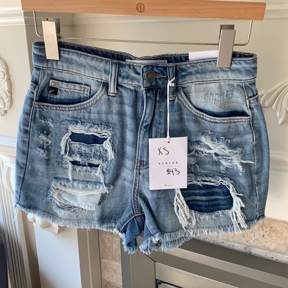 KanCan Brand New Jean Shorts Distressed XS Extra Small - Picture 1 of 9